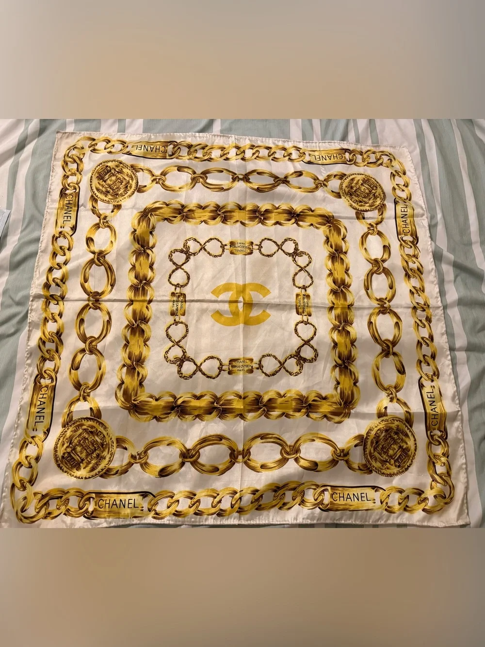 Authentic Vintage CHANEL Silk Scarf-COA